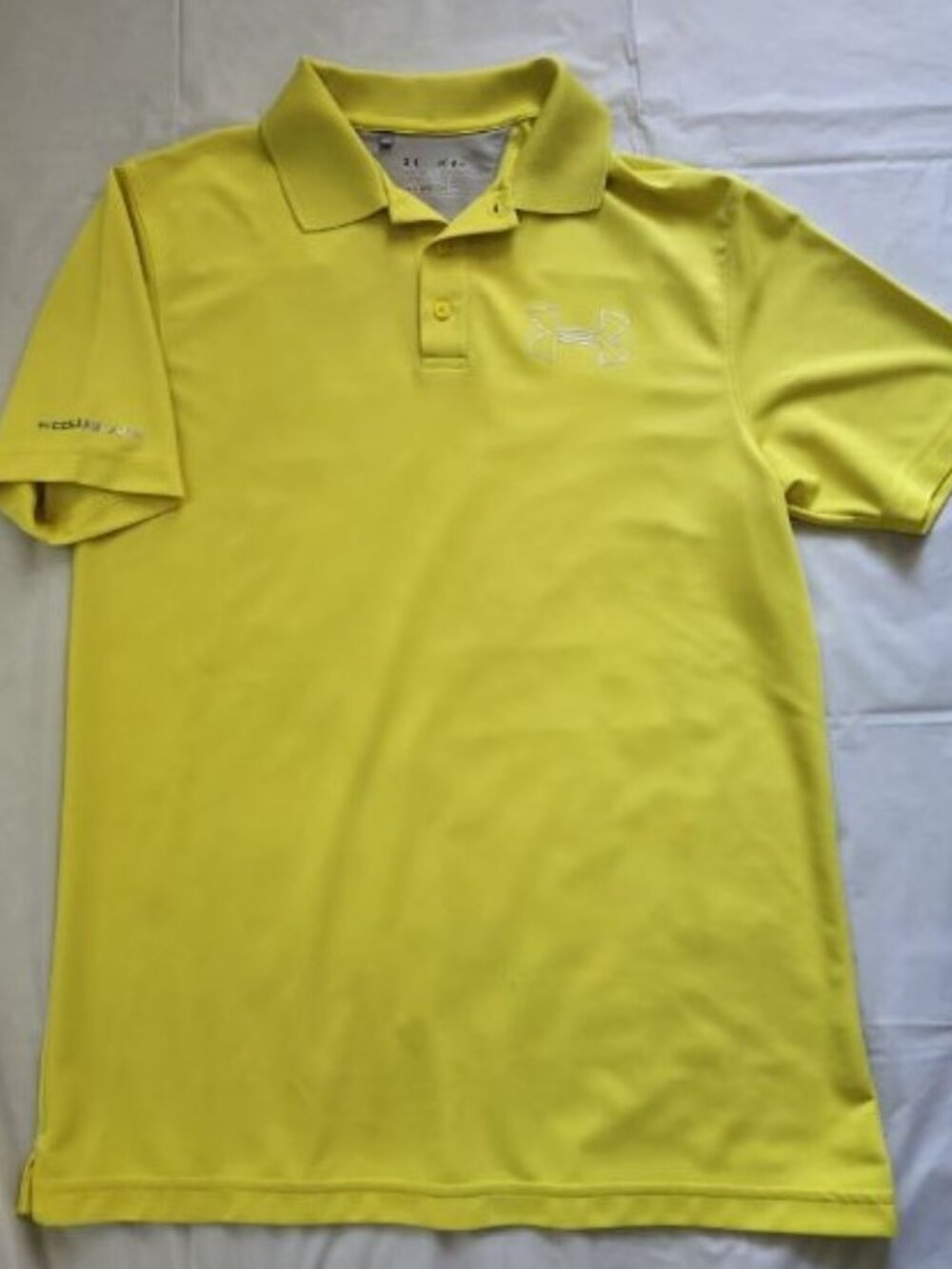 Under Armour, Heat Gear, ColdBlack, Men' Yellow Short-Sleeve Polo Size Medium